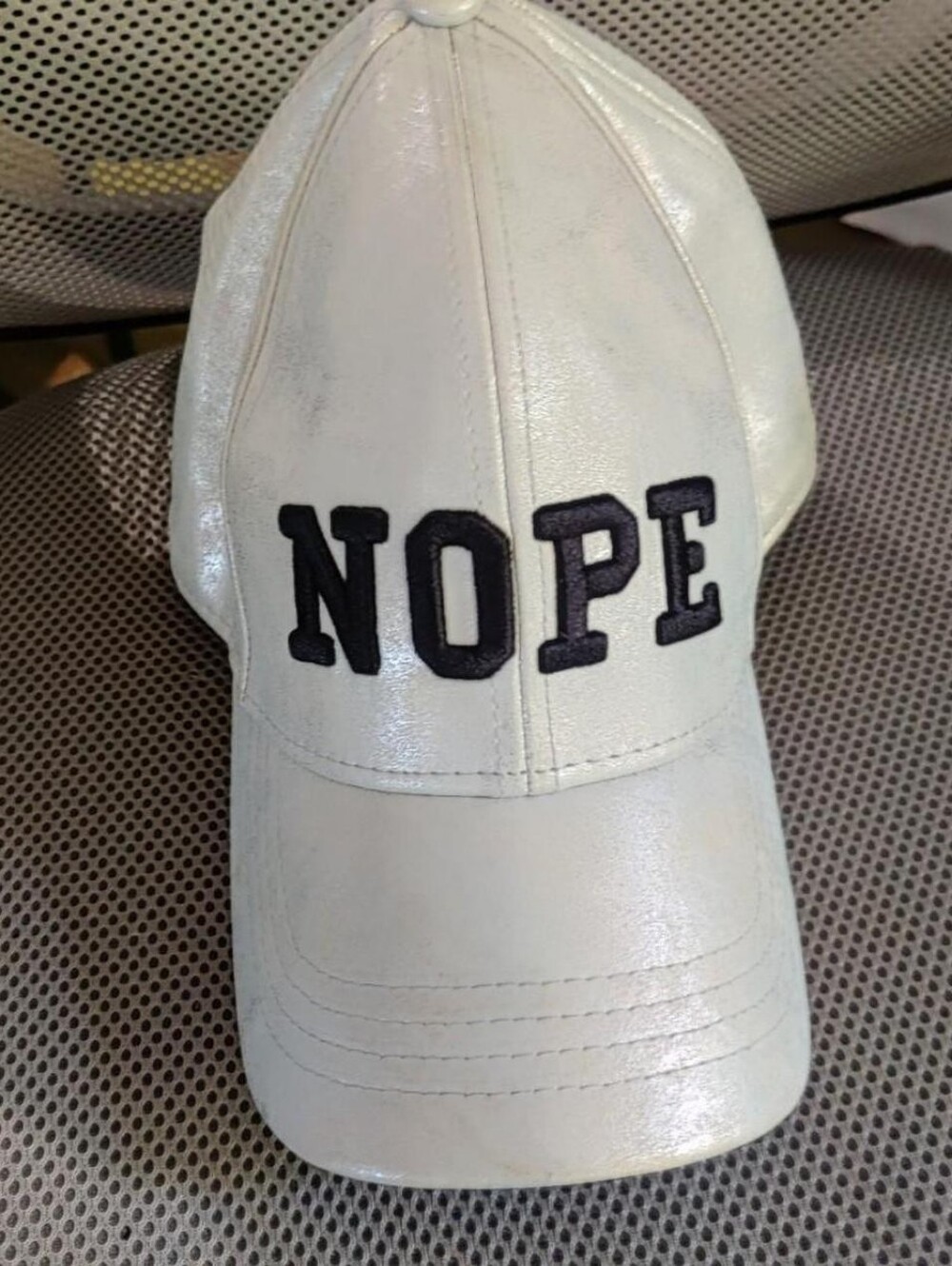 Shiny, Silver-Colored "NOPE" Baseball Cap